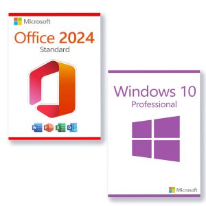 microsoft office 2024 standard + microsoft windows 10 professional license for 3 devices